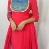 Solid maxi dress with banarasi patch details - SALE, Maxi Dress, Accessories