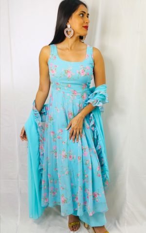 Solid maxi dress with banarasi patch details - SALE, Maxi Dress, Accessories