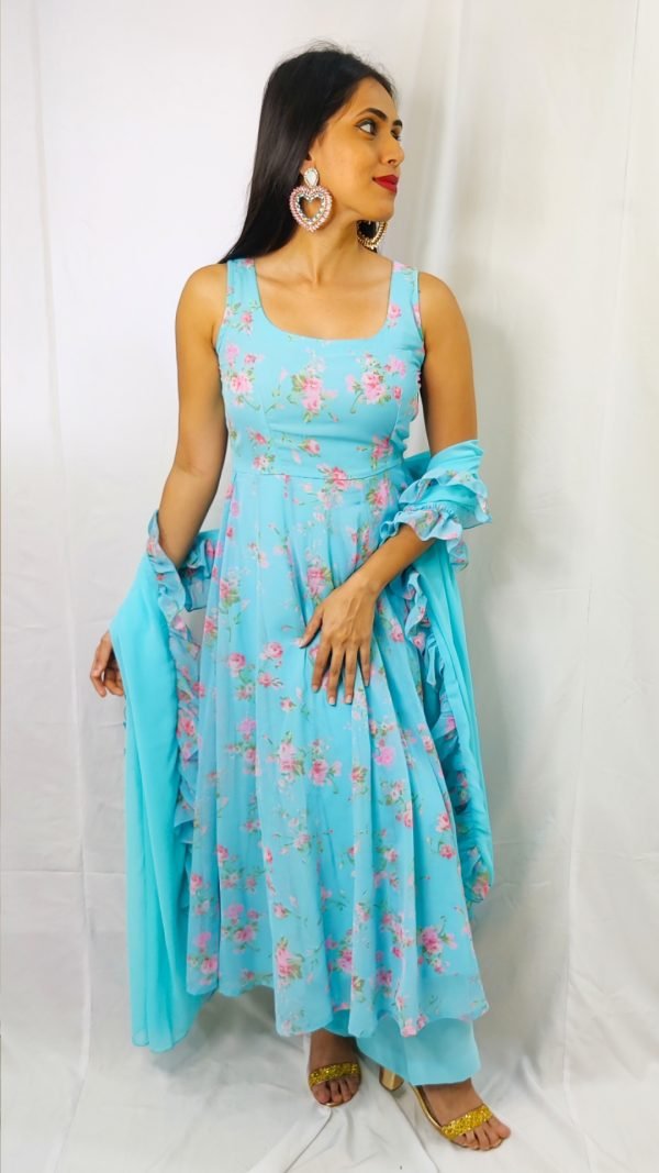 Solid maxi dress with banarasi patch details - SALE, Maxi Dress, Accessories