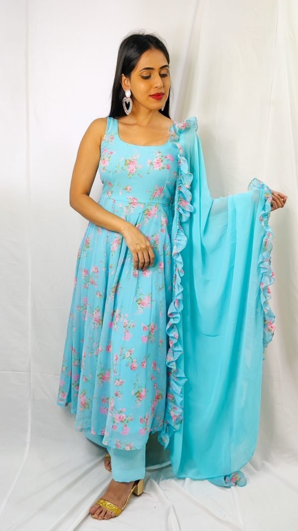 Solid maxi dress with banarasi patch details - SALE, Maxi Dress, Accessories