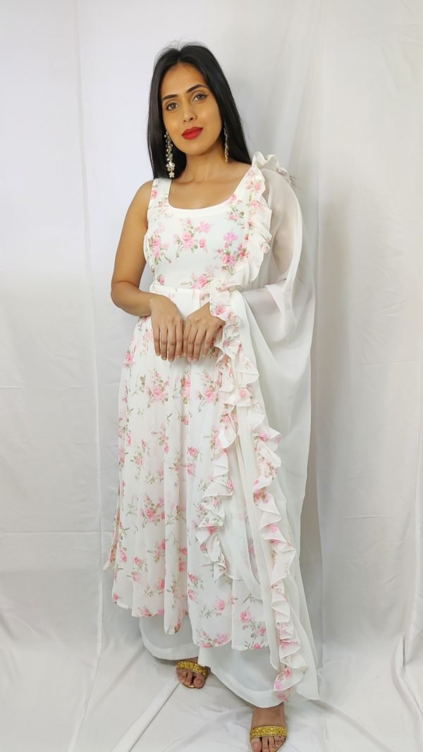 Solid maxi dress with banarasi patch details - SALE, Maxi Dress, Accessories