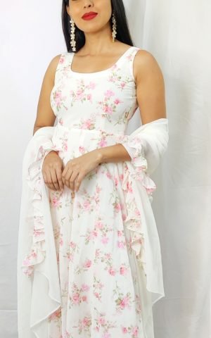 Solid maxi dress with banarasi patch details - SALE, Maxi Dress, Accessories