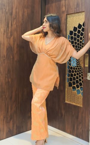 Dual Tone Kurti with Brocade Pant - Co-Ord Sets