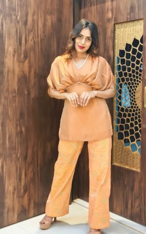 Dual Tone Kurti with Brocade Pant - Co-Ord Sets