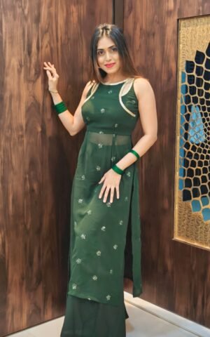 Deep Green Kurta Paired With Palazzo - Co-Ord Sets