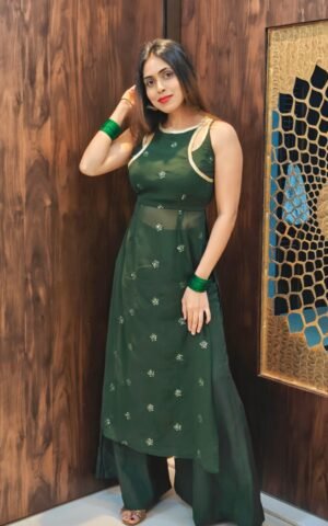 Deep Green Kurta Paired With Palazzo - Co-Ord Sets